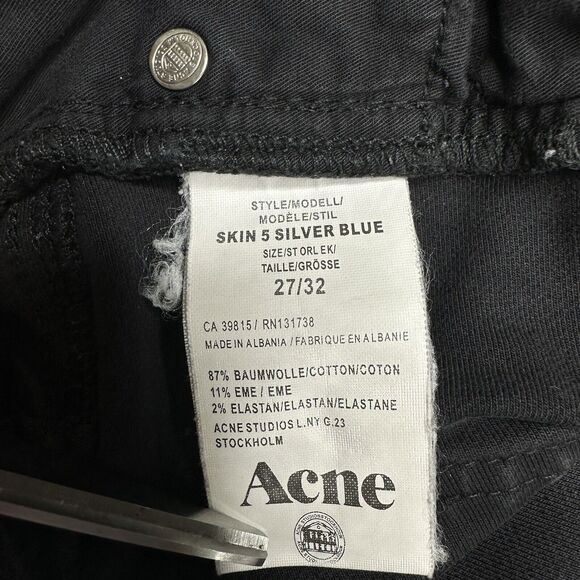 Acne Studios Jeans Womens 27 Skinny Black Skin 5 Stretch Denim *Flaw - Picture 11 of 13